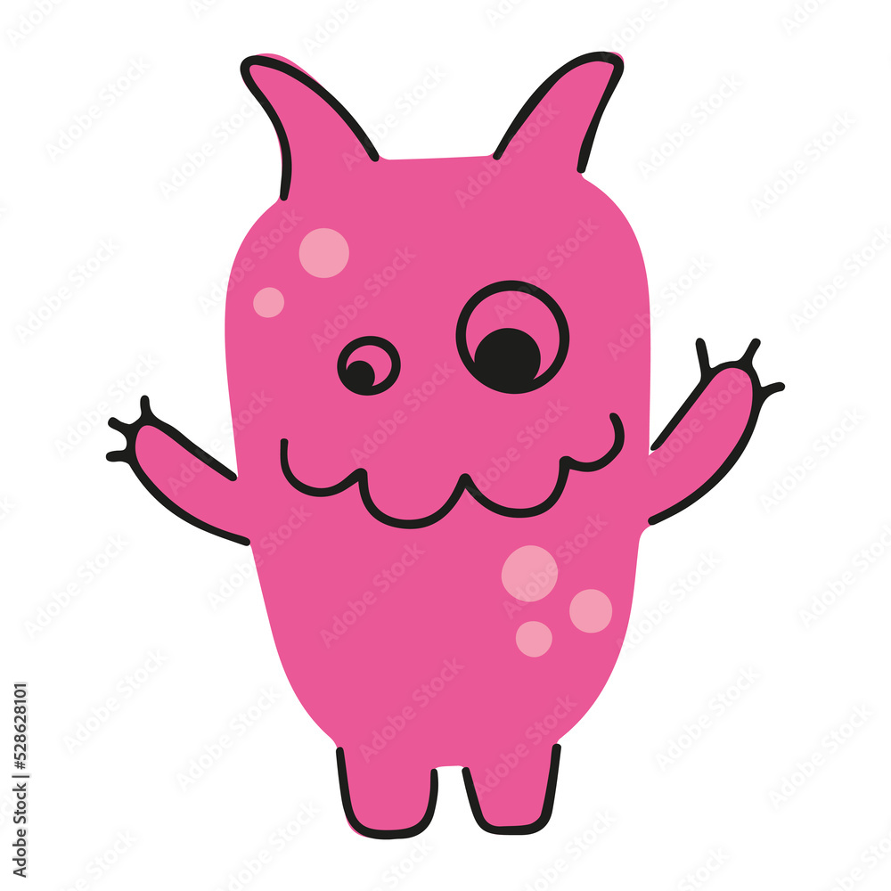 Obraz premium Cute cartoon doodle monster icon. Happy Halloween