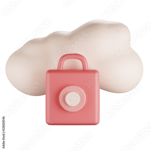 Cloud lock illustration 3d rendering