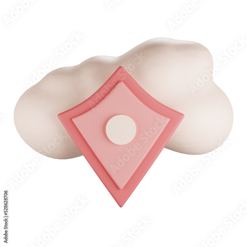 Cloud shield illustration 3d rendering
