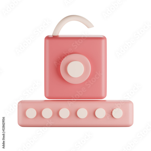 Unlock password illustration 3d rendering
