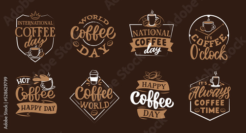 The set of stamps about an international coffee day. The lettering quotes