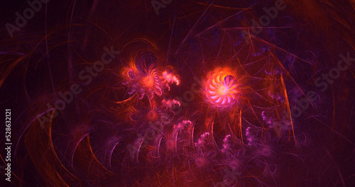 3D rendering abstract multicolor technology fractal light background