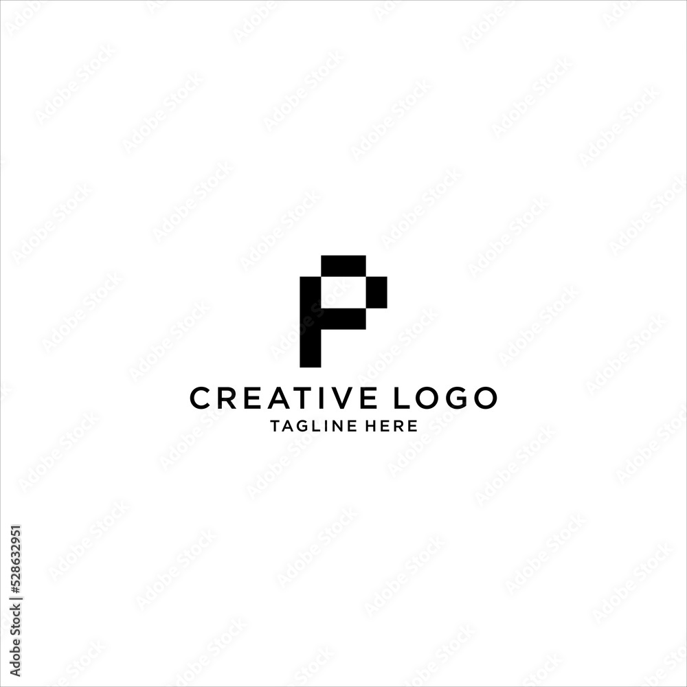 minimalist letter P logo design with digital tech concept vector minimalist letter P logo design with digital tech concept vector