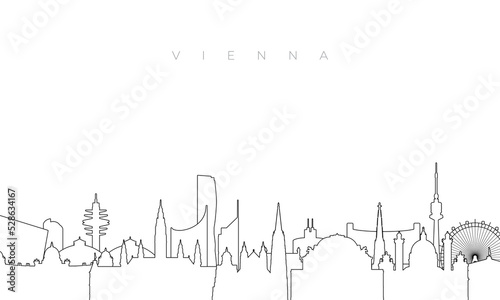 Outline Vienna skyline. Trendy template with Vienna buildings and landmarks in line style. Stock vector design.
