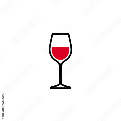 Glass of red wine silhouette icon on a white background