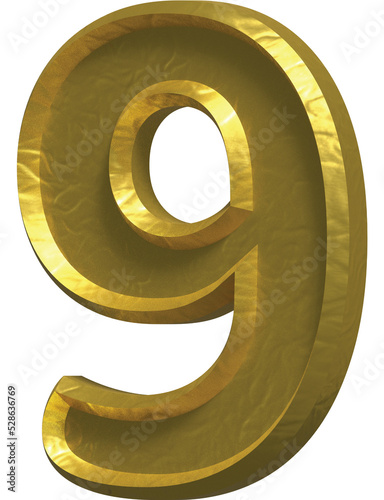 Nine Number 9 3D Isometric Number Design Illustration