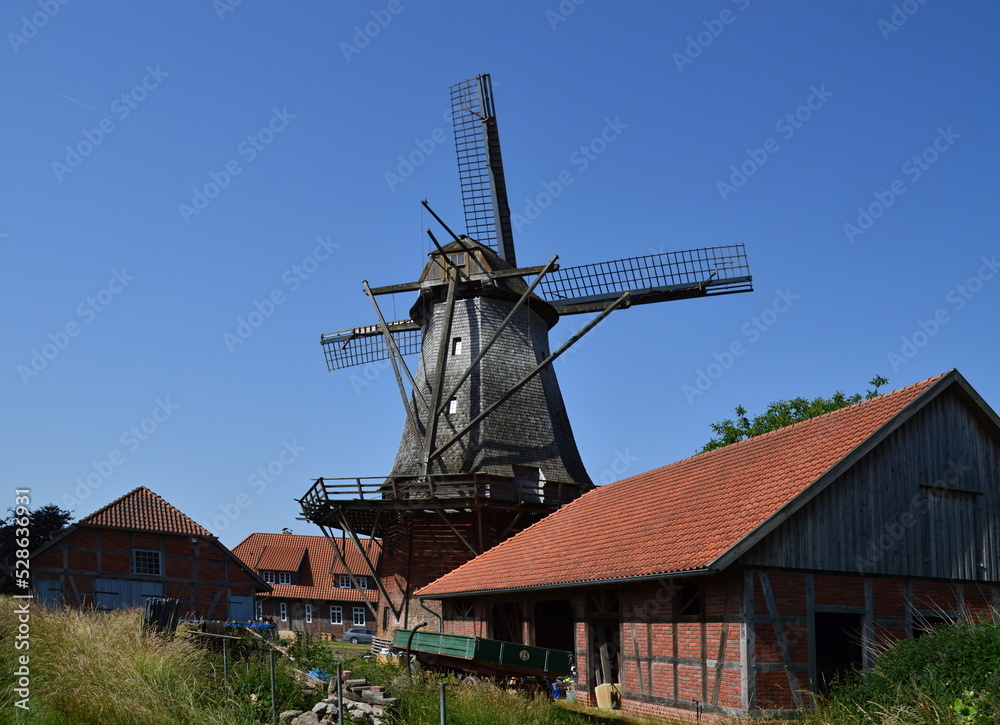 Historical Wind Mill at the River Leine, Lower Saxony