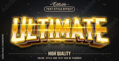 Editable text style effect - Golden Ultimate text style theme.