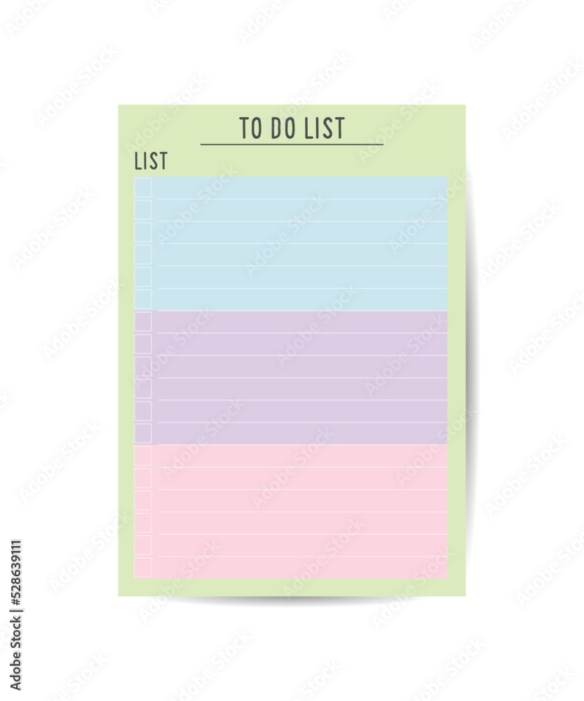Clear and simple printable to do list. Business organizer page. Paper sheet. Realistic vector illustration. Clear and simple printable to do list. Business organizer page. Paper sheet. Realistic vector illustration.