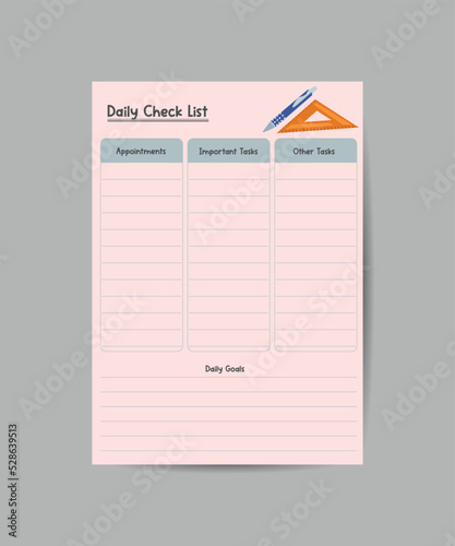 Daily Routines planner template. School schedulers and organizers. flat vector