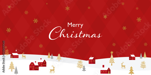 クリスマスの街並みのベクターイラスト背景(card,xmas,celebration,decoration,flame,vector,snow,snow flake, snow crystal)