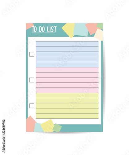 Planner template for business and studying with weekly and month plan pages task and check list flat vector illustration