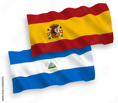 Flags of Nicaragua and Spain on a white background
