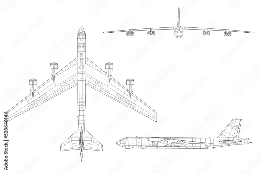 Bombardero estratégico de la guerra fría B-52 Stratofortress - obrazy, fototapety, plakaty 