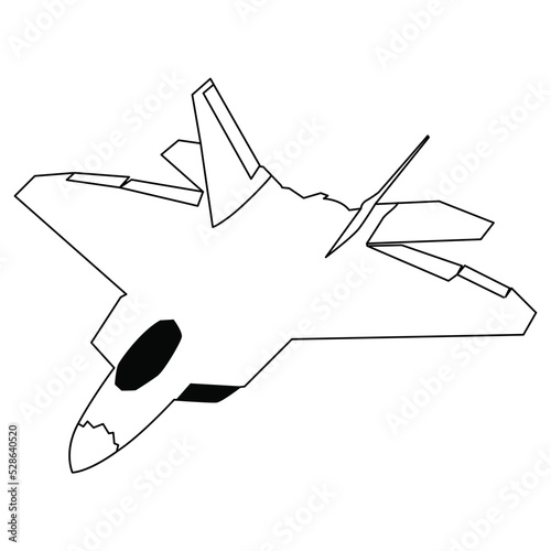 F22 raptor jet fighter black and white vector design