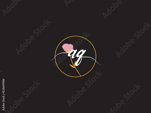 Stylish AQ Logo Icon, Signature Aq qa Logo Letter Vector Image Design For Your Flowers Shop