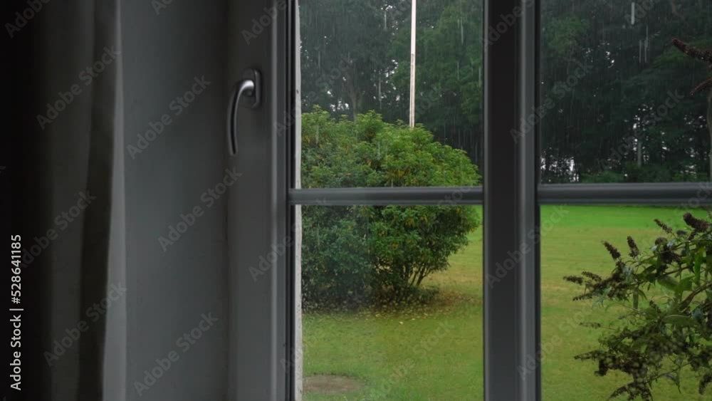 Looking Through Window On A Rainy Day. - POV Looking Through Window On A Rainy Day. - POV