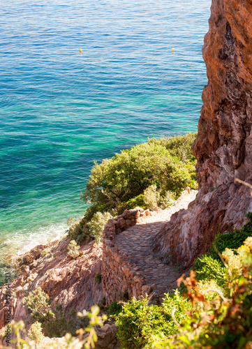 Path to the Aiguille beach in Théoule sur Mer on the French Riviera photo