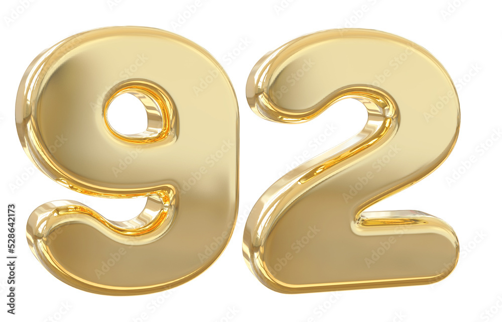 3d number 92 gold