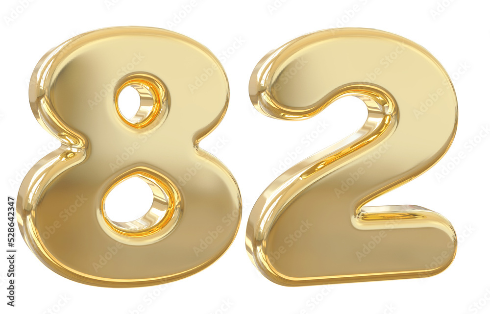 3d number 82 gold 3d number 82 gold