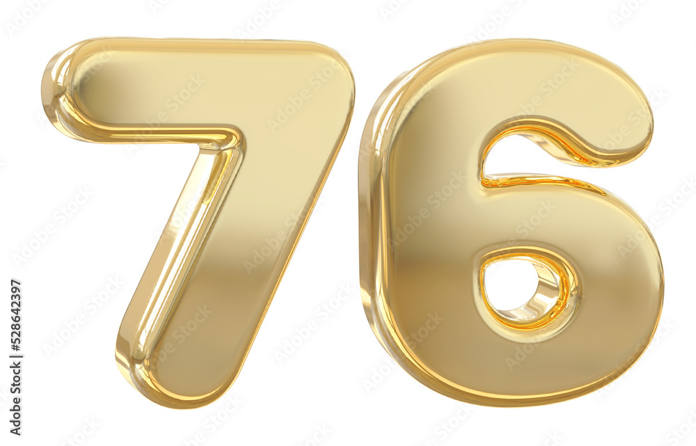 3d number 76 gold 3d number 76 gold