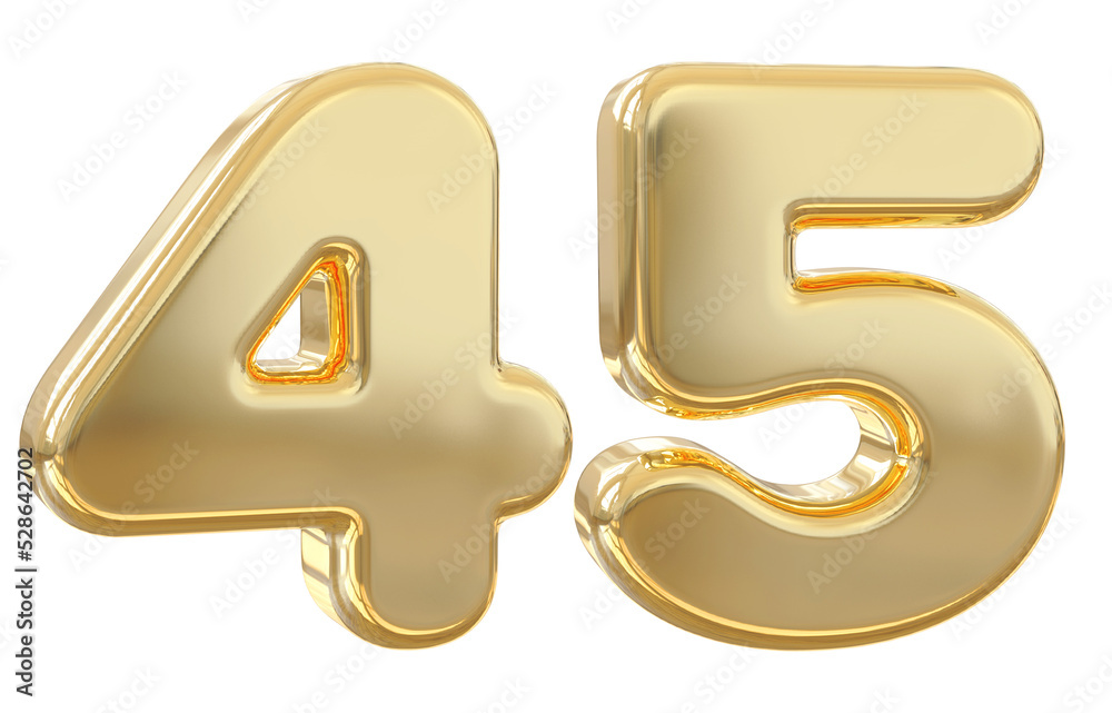 3d number 45 gold