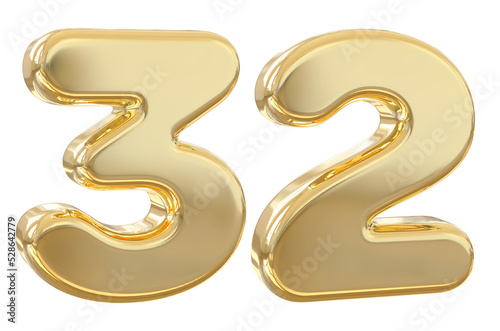 3d number 32 gold