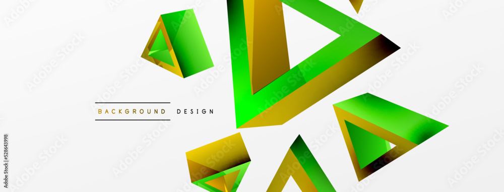 Triangle abstract background. 3d vector basic shape technology or business concept composition. Trendy techno business template for wallpaper, banner, background or landing Triangle abstract background. 3d vector basic shape technology or business concept composition. Trendy techno business template for wallpaper, banner, background or landing