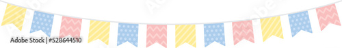 Cute pastel colored swallowtail flag party bunting. Baby and kids party decoration. Flat design illustration. 