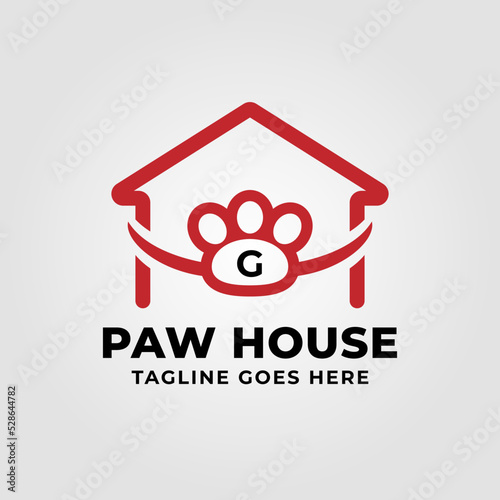 letter G paw house vector logo design element