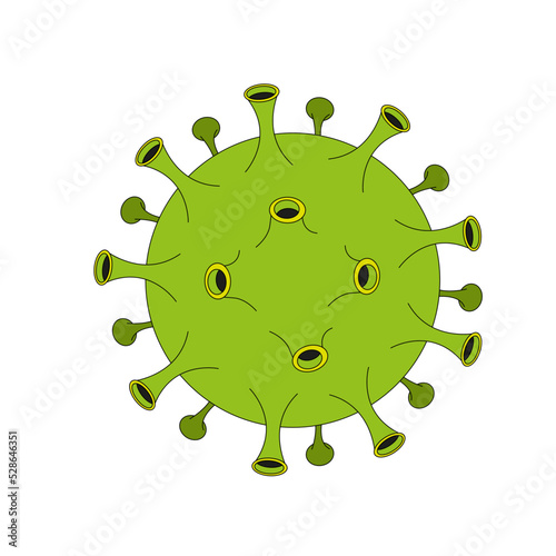 Green virus on white background. Epidemic coronavirus 2019.