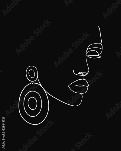 Woman face line drawing. Fashion concept, woman beauty minimalist. - Vector illustration.
