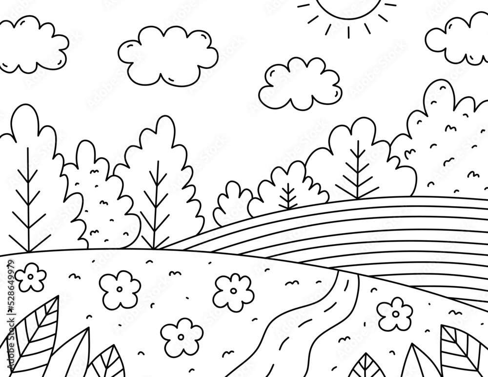 Draw a coloring book page illustration for children and kids by