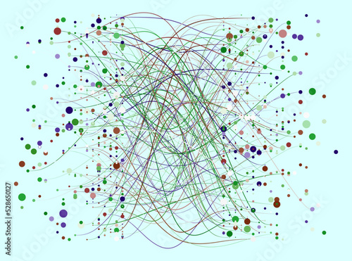 Abstractly arranged dots are connected by lines
