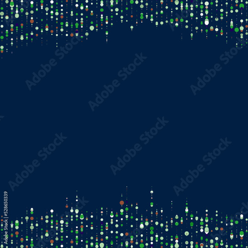 Abstractly arranged dots on blue background.