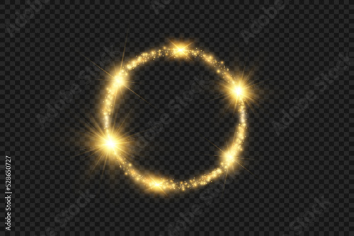  Round shiny perfect background. Vector eps10. Beautiful light. Magic circle. Precious background.Round gold shiny frame with light bursts.