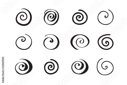 Spiral illustration set. Doodle collection hand drawn style vector