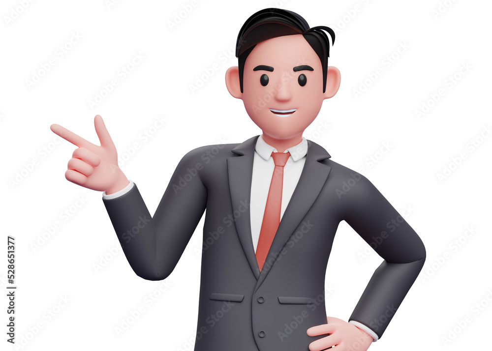 businessman in black suit pointing gun finger to the left, 3d illustration of a businessman in black suit pointing with finger gun businessman in black suit pointing gun finger to the left, 3d illustration of a businessman in black suit pointing with finger gun