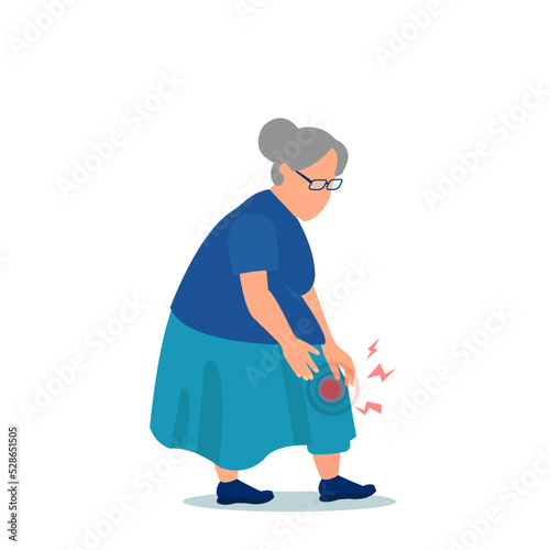 Vector of a senior woman with a knee pain