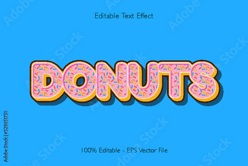 Donuts Editable Text Effect 3 D Emboss Flat Style Design