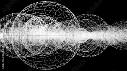  abstract background wireframe design black and white color wire sphere on black background, wallpaper, space and futuristic design suitable for game website or tech goods industries