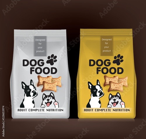 Dog food packaging design.Illustration vector