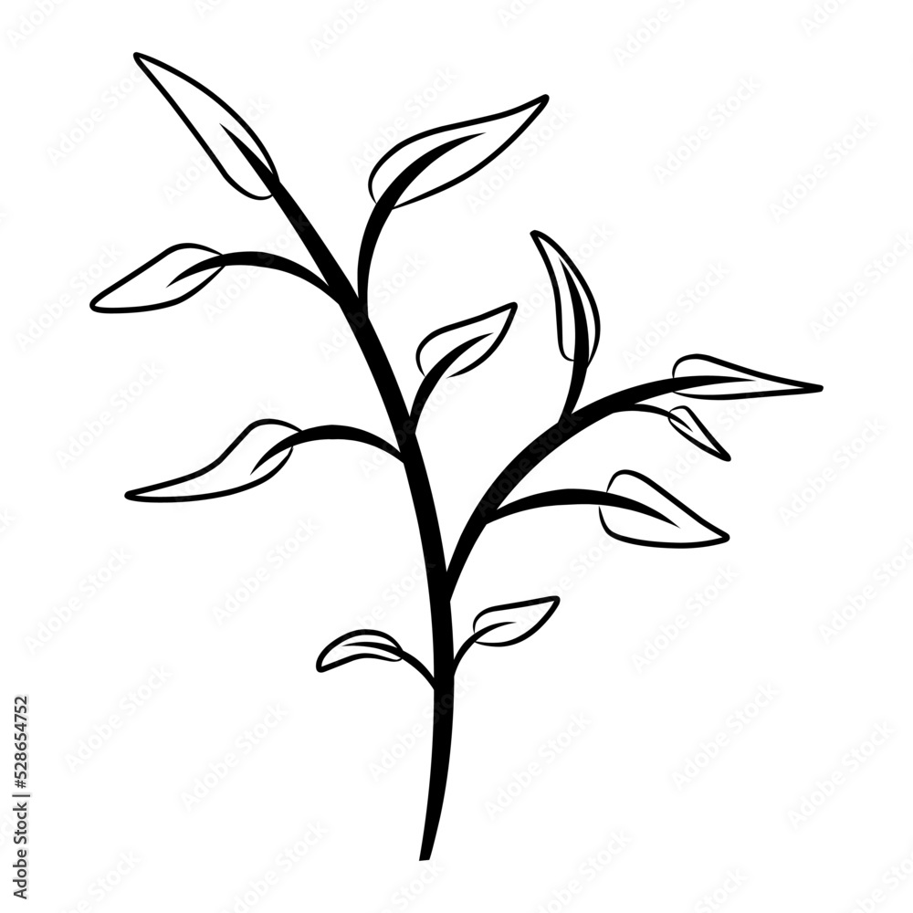 Hand drawn flowers, leaves, twigs, plants isolated on white. Vector illustration in sketch style. Hand drawn flowers, leaves, twigs, plants isolated on white. Vector illustration in sketch style.