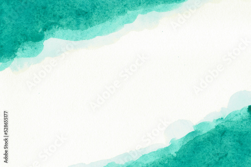水彩絵の具で描いた緑の縁どりのポストカード素材