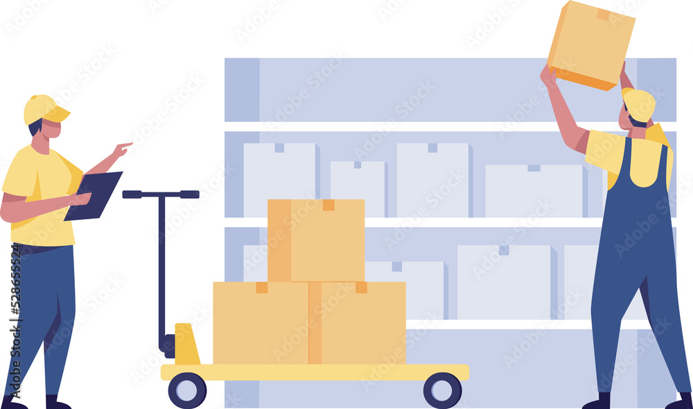 Check inventories before shipping. Warehouse worker checking boxes. Distribution and Delivery Storage concept. Check inventories before shipping. Warehouse worker checking boxes. Distribution and Delivery Storage concept.