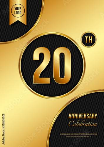 20 Year Anniversary celebration template design. Golden Anniversary, vector illustration.