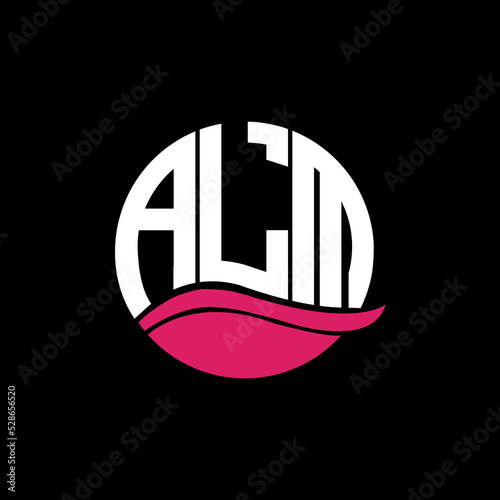ALM logo monogram isolated on circle element design template, ALM letter logo design on black background. ALM creative initials letter logo concept. ALM letter design.
