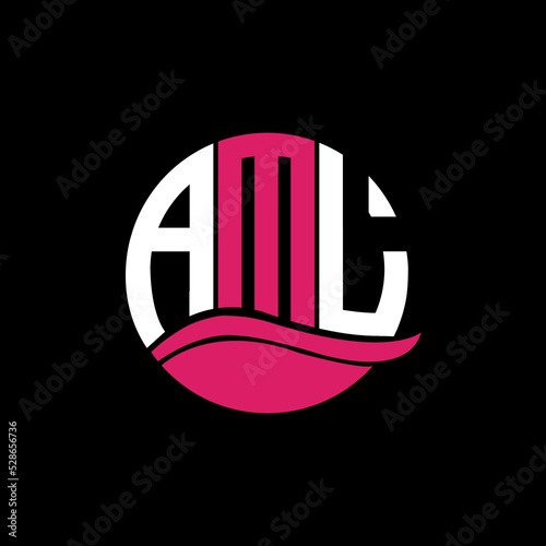 AML logo monogram isolated on circle element design template, AML letter logo design on black background. AML creative initials letter logo concept. AML letter design.
