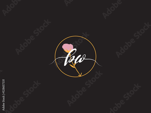 Signature BW Logo Letter, Unique Bw wb Flowers Logo Icon Vector Image Design Fer Your Floral Brand