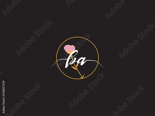 Signature BA Logo Letter, Unique Ba ab Flowers Logo Icon Vector Image Design Fer Your Floral Brand